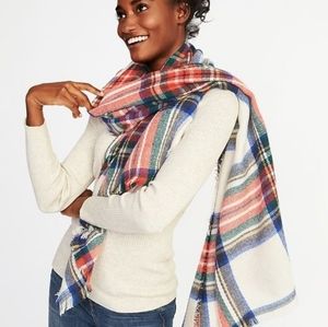Old Navy Red White Flannel Scarf Blanket